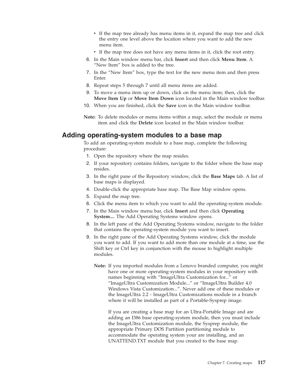 Adding operating-system modules to a base map, Adding, Operating-system | Modules, Base | Lenovo ThinkPad R400 User Manual | Page 131 / 220