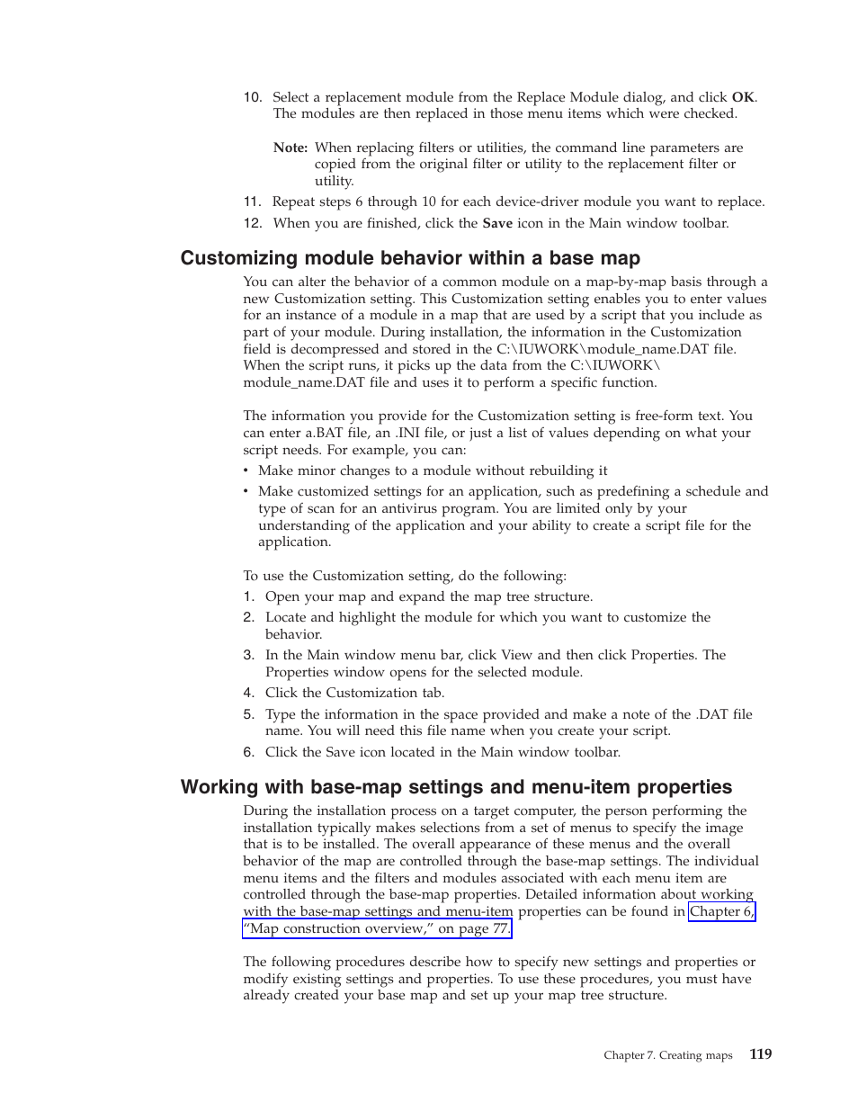 Customizing module behavior within a base map, Customizing, Module | Behavior, Within, Base, Working, With, Base-map, Settings | Lenovo ThinkPad R400 User Manual | Page 133 / 220