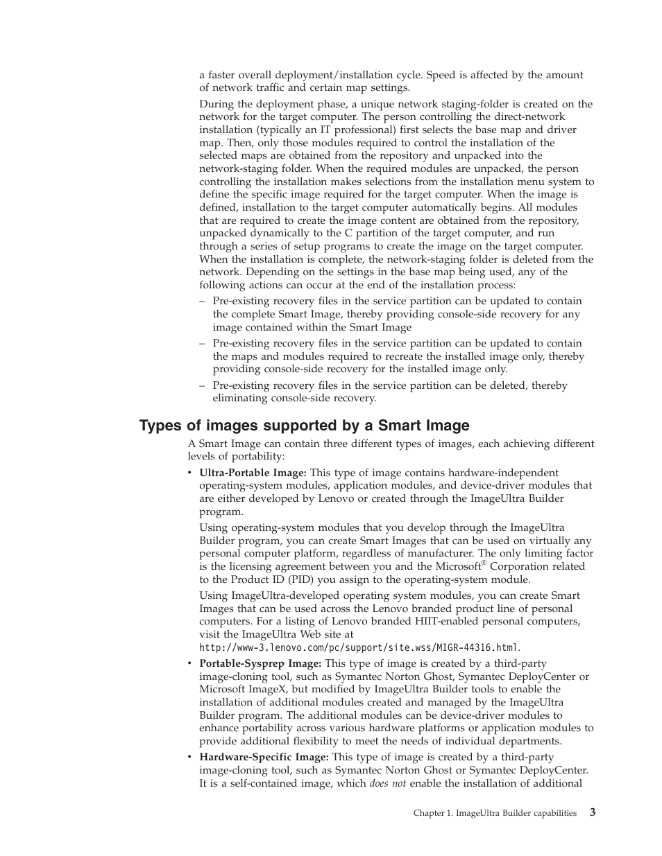 Types of images supported by a smart image, Types, Images | Supported, Smart, Image | Lenovo ThinkPad R400 User Manual | Page 17 / 220