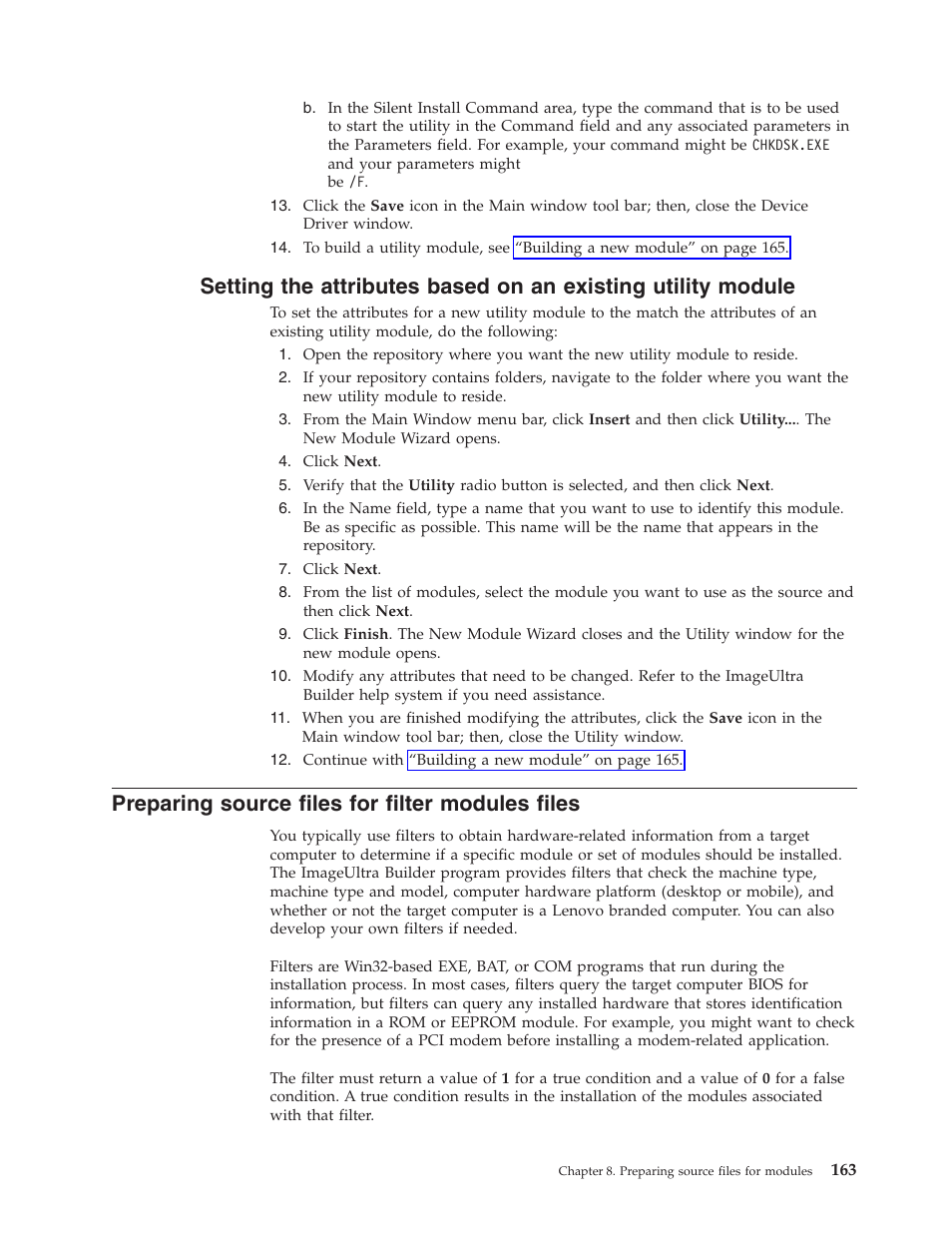 Preparing source files for filter modules files, Setting, Attributes | Based, Existing, Utility, Module, Preparing, Source, Files | Lenovo ThinkPad R400 User Manual | Page 177 / 220