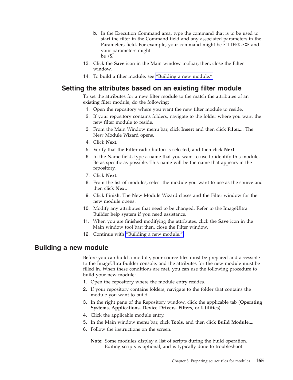 Building a new module, Setting, Attributes | Based, Existing, Filter, Module, Building | Lenovo ThinkPad R400 User Manual | Page 179 / 220