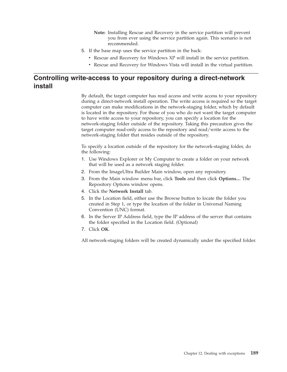 Controlling, Write-access, Your | Repository, During, Direct-network, Install | Lenovo ThinkPad R400 User Manual | Page 203 / 220