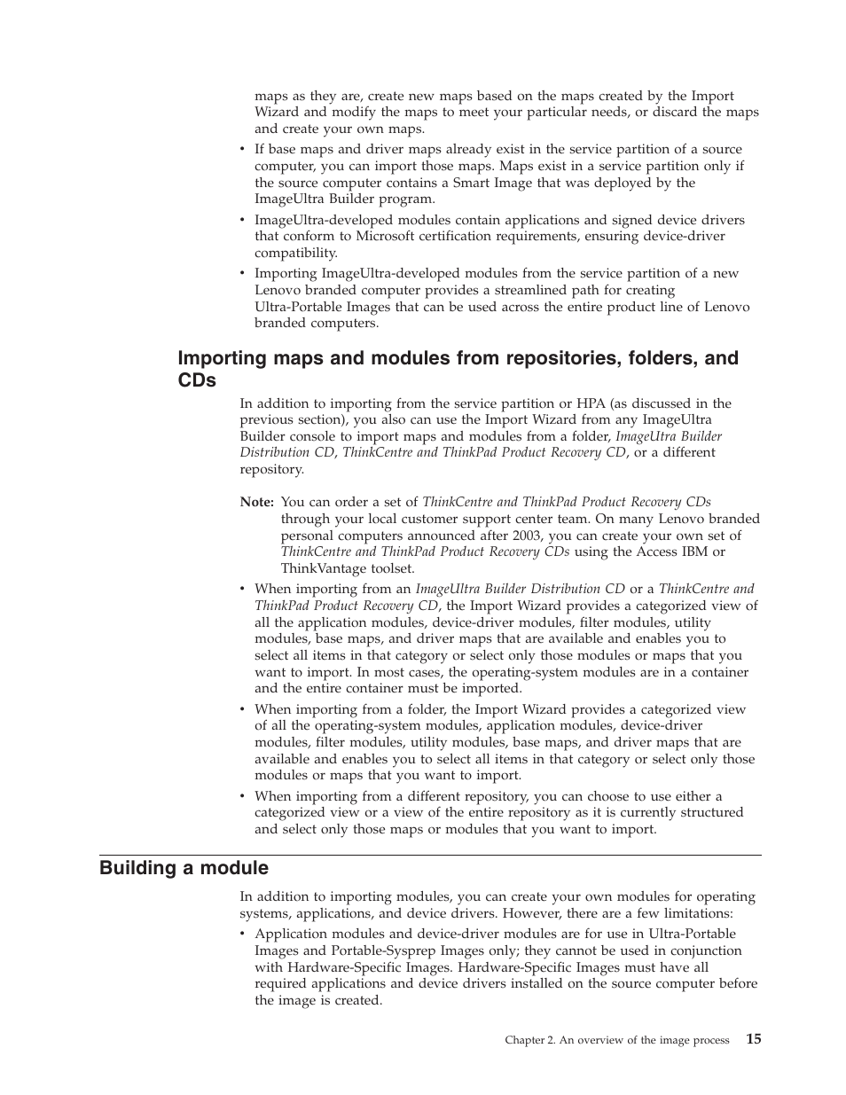 Building a module, Importing, Maps | Modules, From, Repositories, Folders, Building, Module | Lenovo ThinkPad R400 User Manual | Page 29 / 220