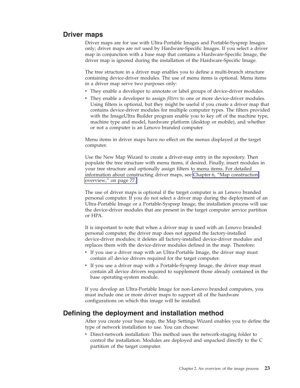 Driver maps, Defining the deployment and installation method, Driver | Maps, Defining, Deployment, Installation, Method | Lenovo ThinkPad R400 User Manual | Page 37 / 220