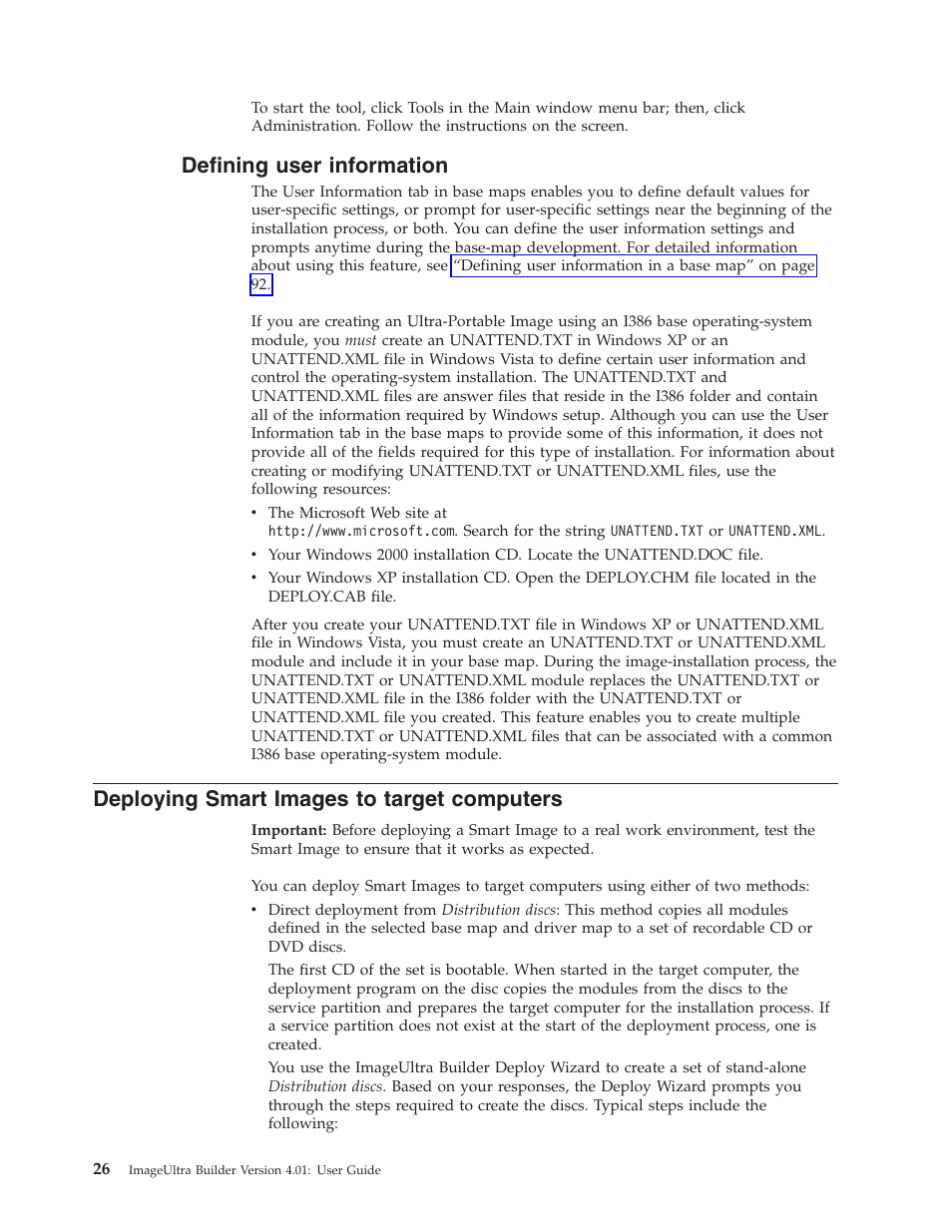 Defining user information, Deploying smart images to target computers, Defining | User, Information, Deploying, Smart, Images, Target, Computers | Lenovo ThinkPad R400 User Manual | Page 40 / 220