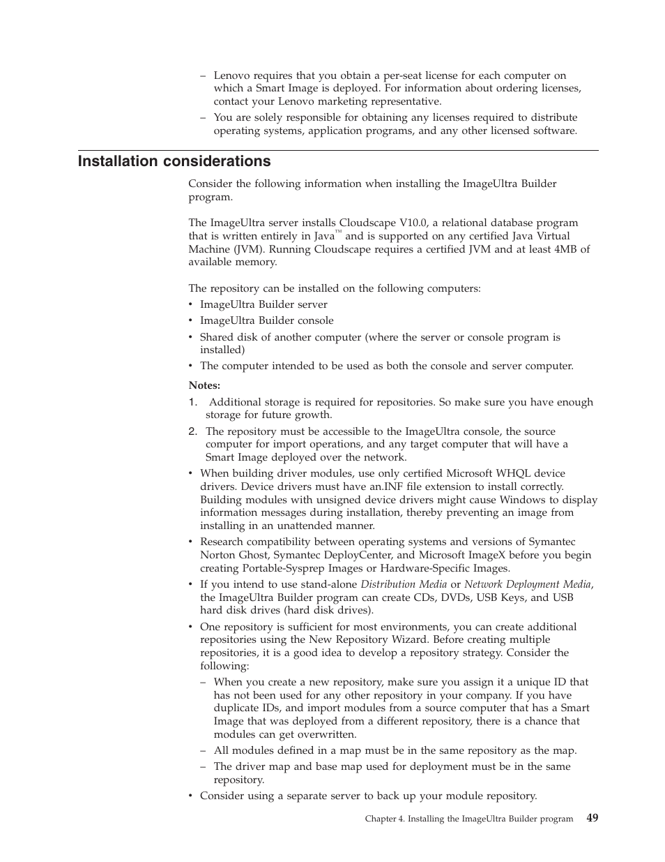 Installation considerations, Installation, Considerations | Lenovo ThinkPad R400 User Manual | Page 63 / 220