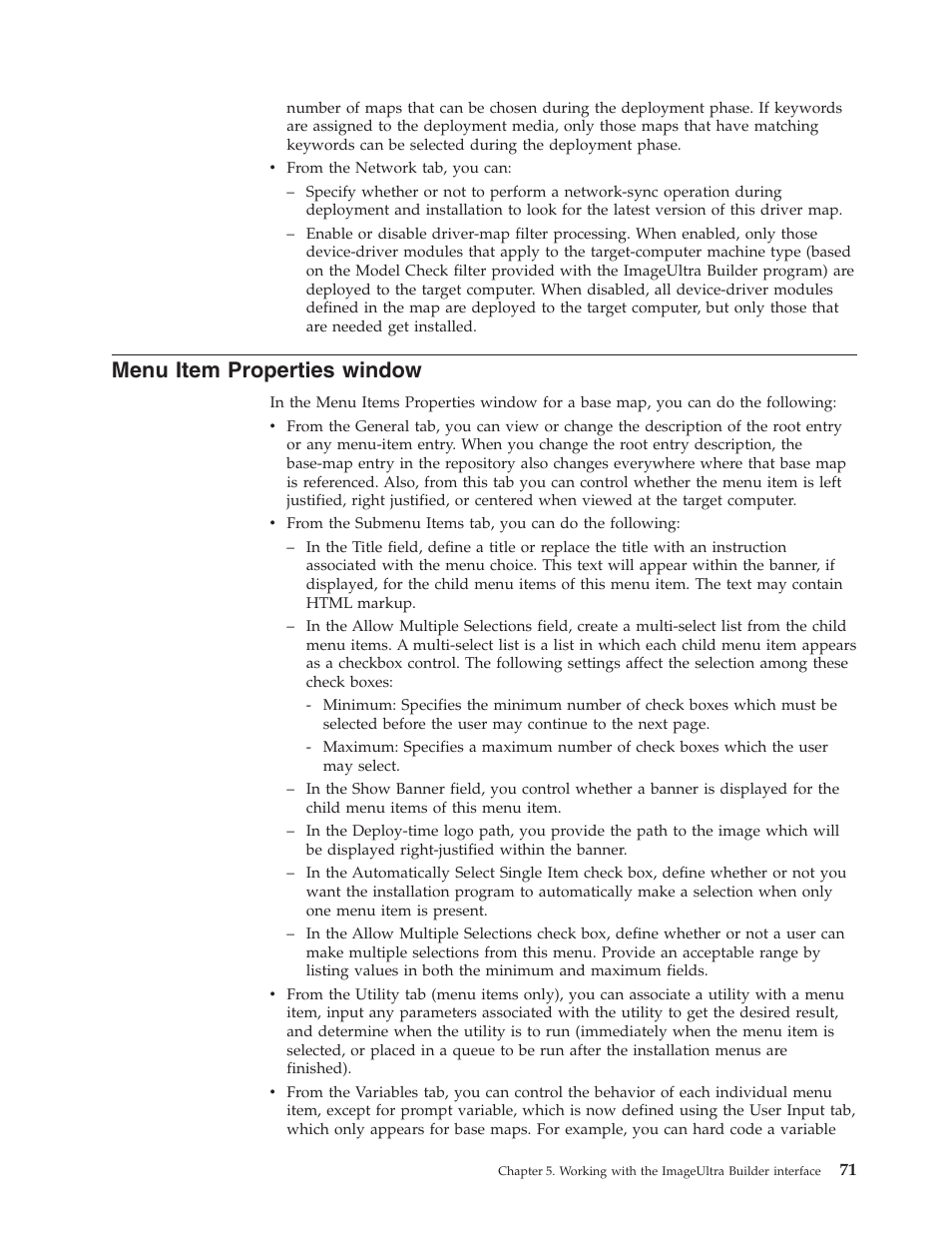 Menu item properties window, Menu, Item | Properties, Window | Lenovo ThinkPad R400 User Manual | Page 85 / 220