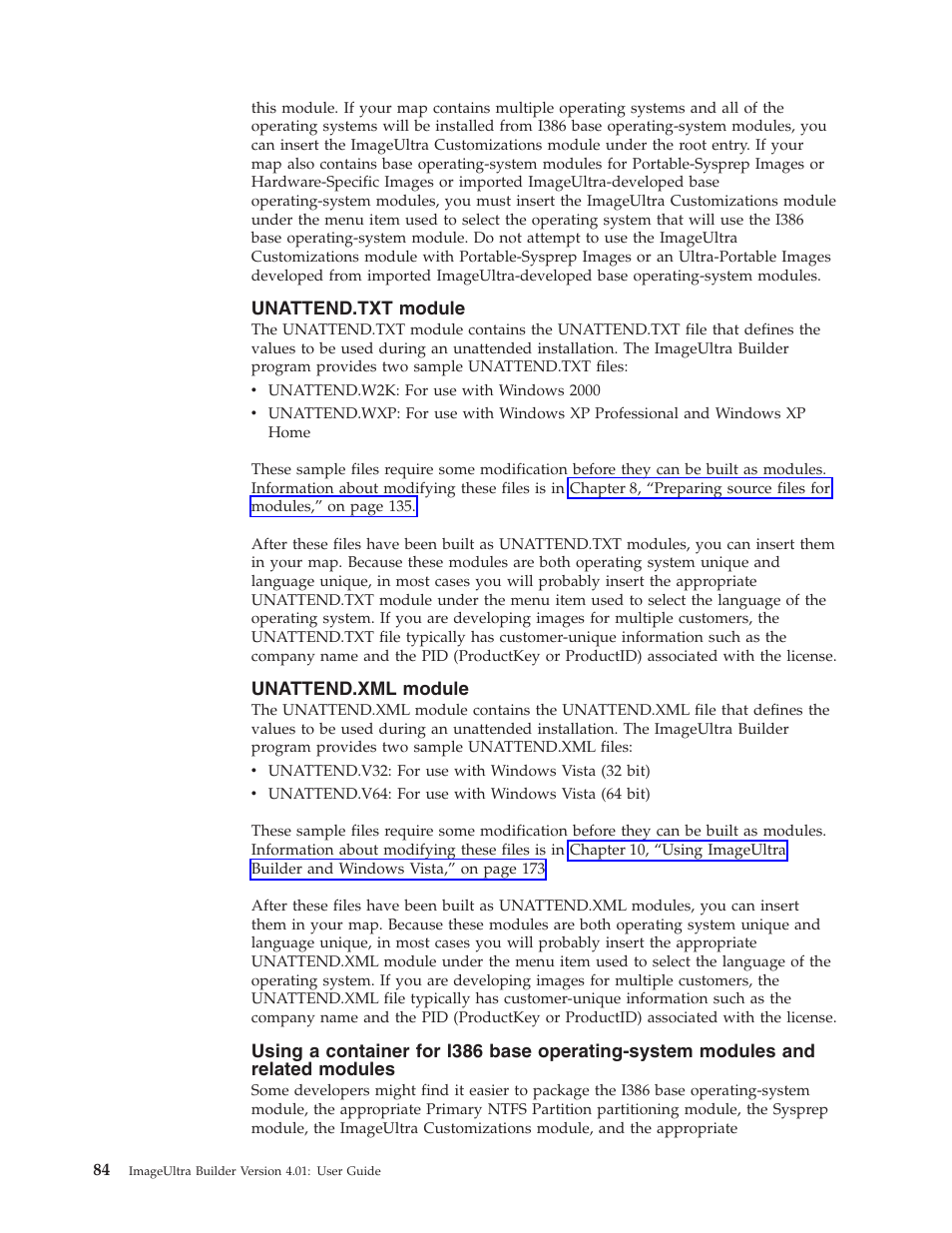 Unattend.txt module, Unattend.xml module, Unattend.txt | Module, Unattend.xml, Using, Container, I386, Base, Operating-system | Lenovo ThinkPad R400 User Manual | Page 98 / 220