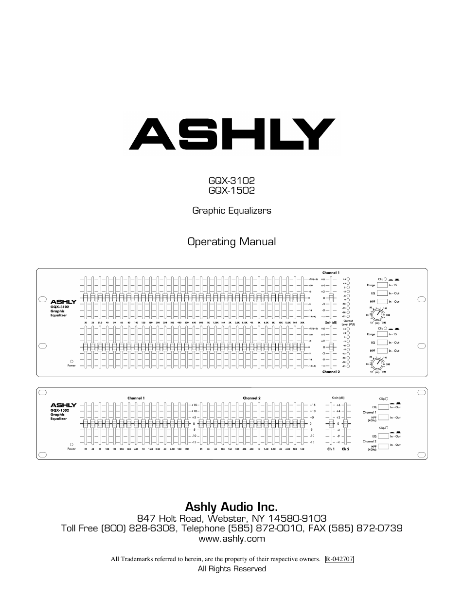 Ashly GQX-3102 User Manual | 12 pages