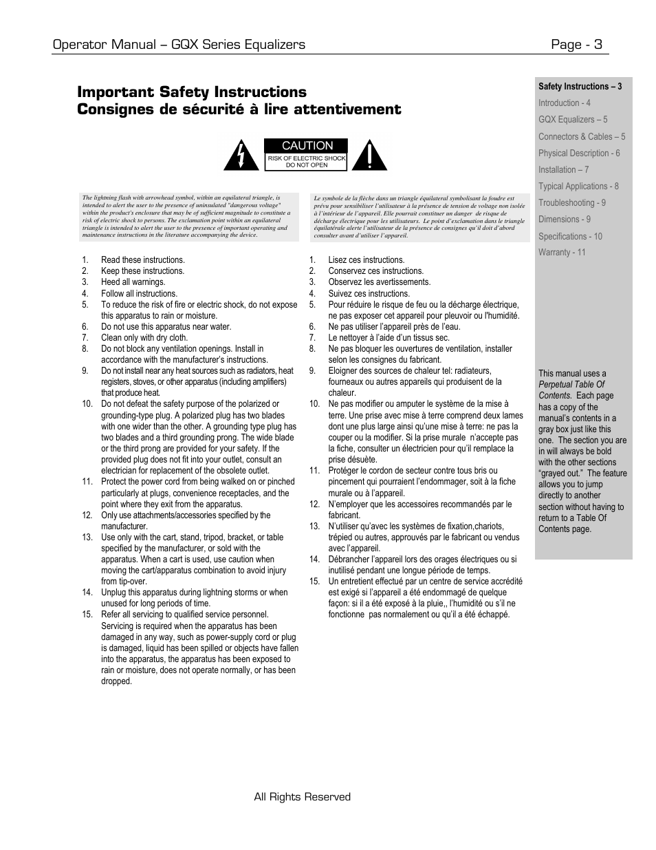 Operator manual – gqx series equalizers page - 3 | Ashly GQX-3102 User Manual | Page 3 / 12