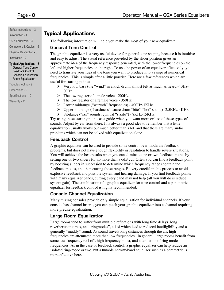 Typical applications | Ashly GQX-3102 User Manual | Page 8 / 12