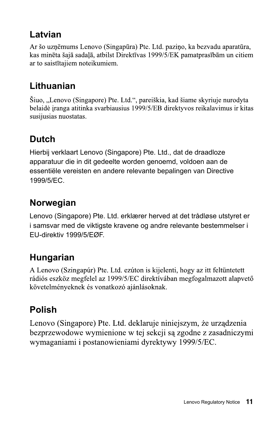 Latvian lithuanian dutch, Norwegian, Hungarian polish | Lenovo H505 Desktop User Manual | Page 12 / 23