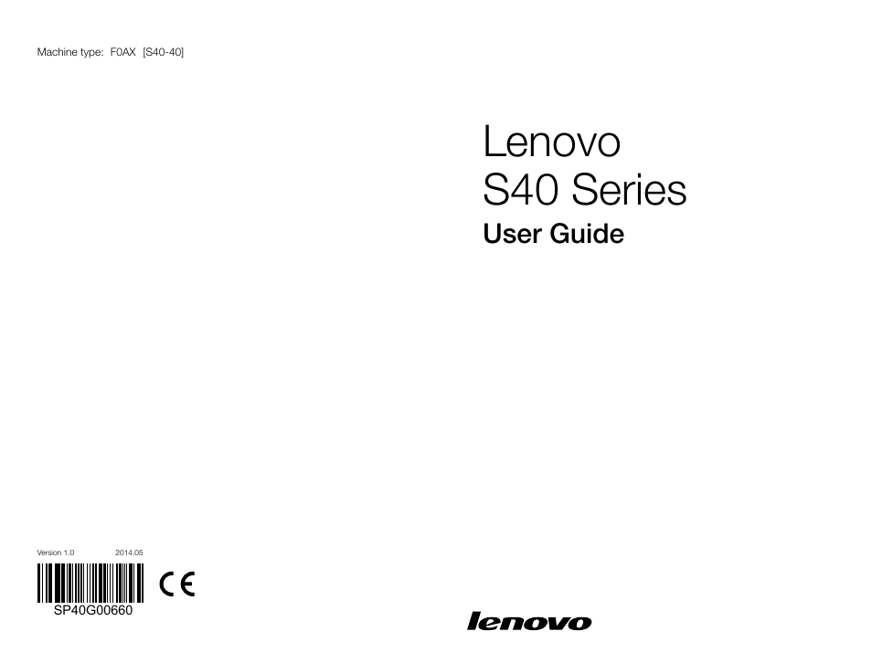 Lenovo S40-40 All-in-One User Manual | 65 pages