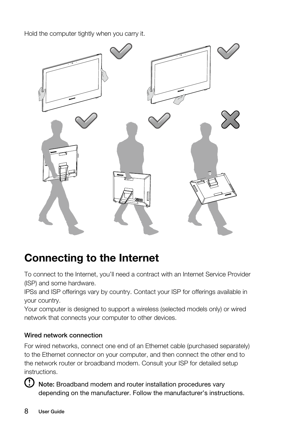 Connecting to the internet | Lenovo S40-40 All-in-One User Manual | Page 13 / 65