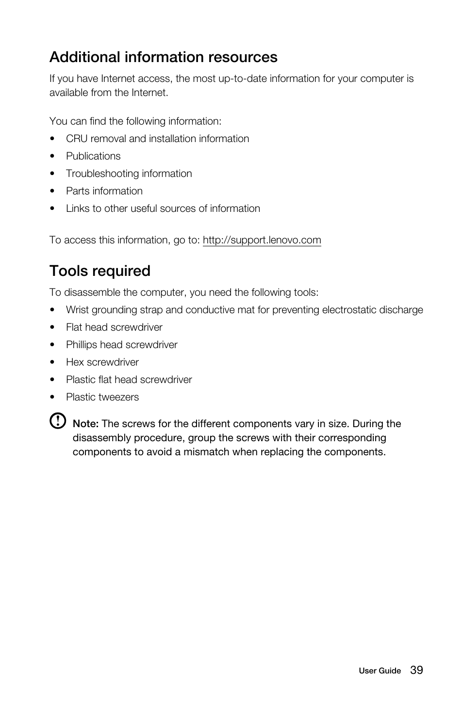 Additional information resources, Tools required | Lenovo S40-40 All-in-One User Manual | Page 44 / 65