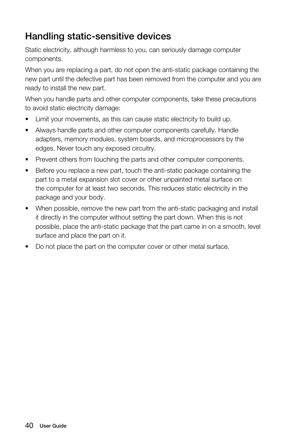 Handling static-sensitive devices | Lenovo S40-40 All-in-One User Manual | Page 45 / 65