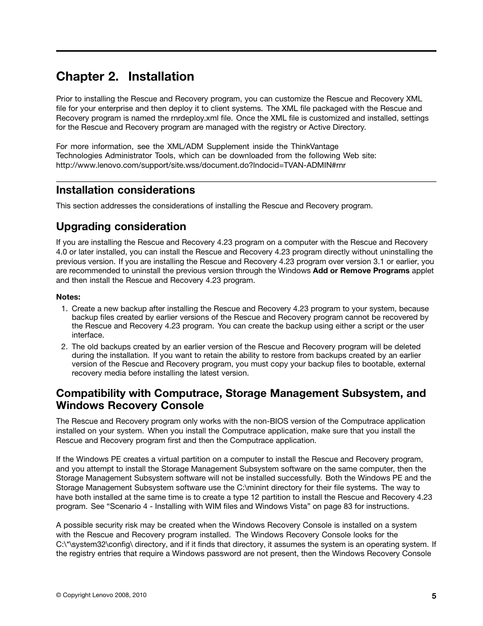 Chapter 2. installation, Installation considerations, Upgrading consideration | Lenovo ThinkPad Edge 15 User Manual | Page 13 / 172