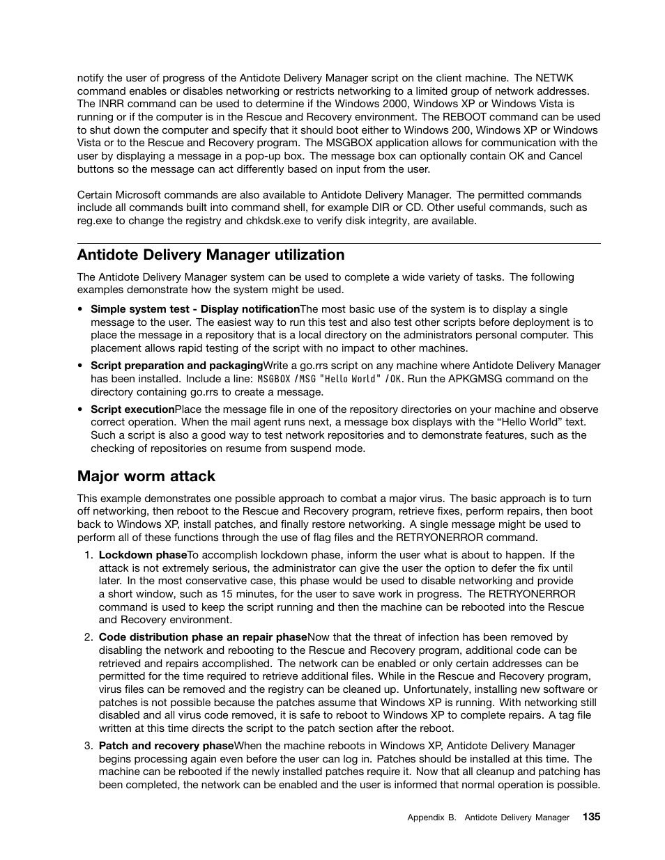 Antidote delivery manager utilization, Major worm attack | Lenovo ThinkPad Edge 15 User Manual | Page 143 / 172