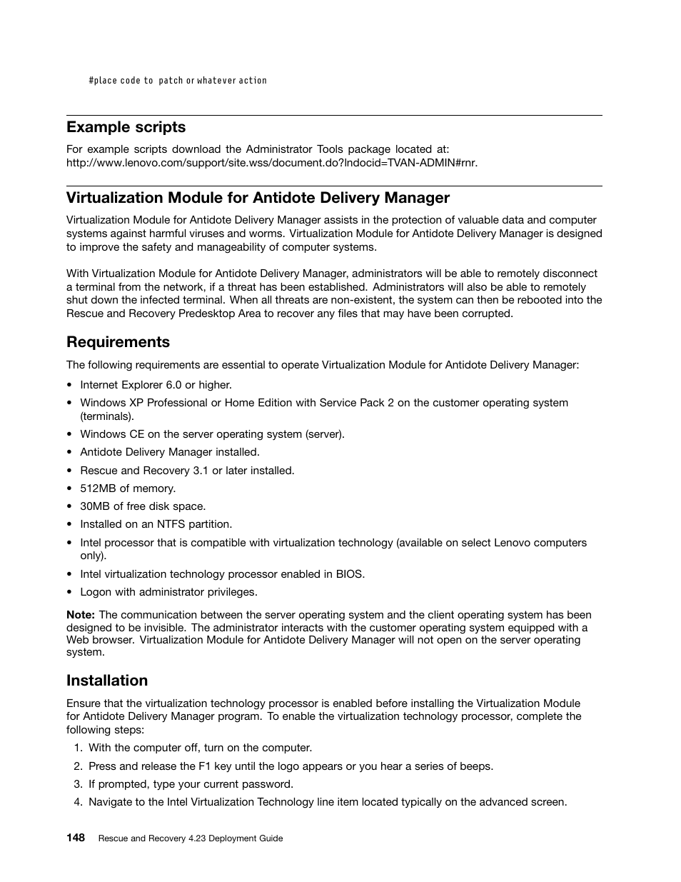 Example scripts, Requirements, Installation | Lenovo ThinkPad Edge 15 User Manual | Page 156 / 172