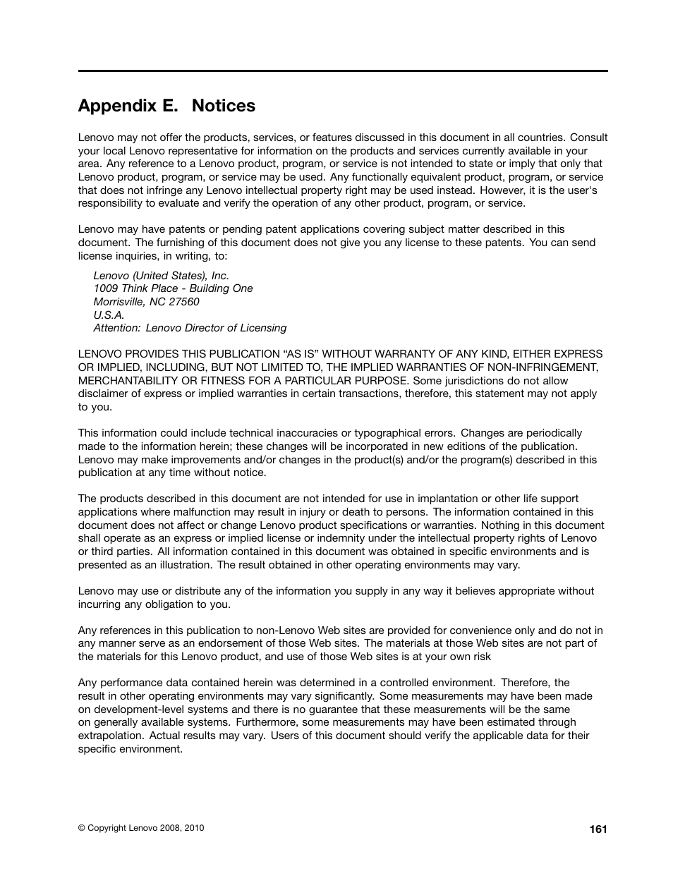 Appendix e. notices | Lenovo ThinkPad Edge 15 User Manual | Page 169 / 172