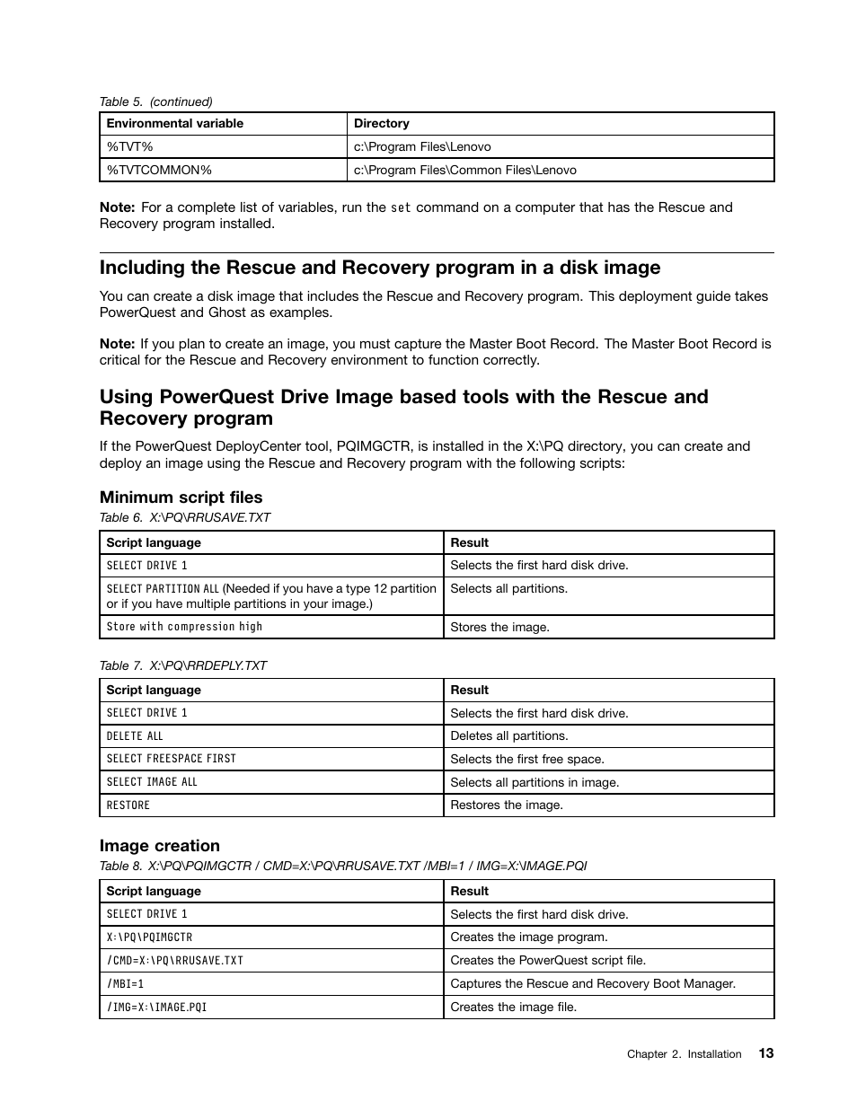 Minimum script files, Image creation | Lenovo ThinkPad Edge 15 User Manual | Page 21 / 172