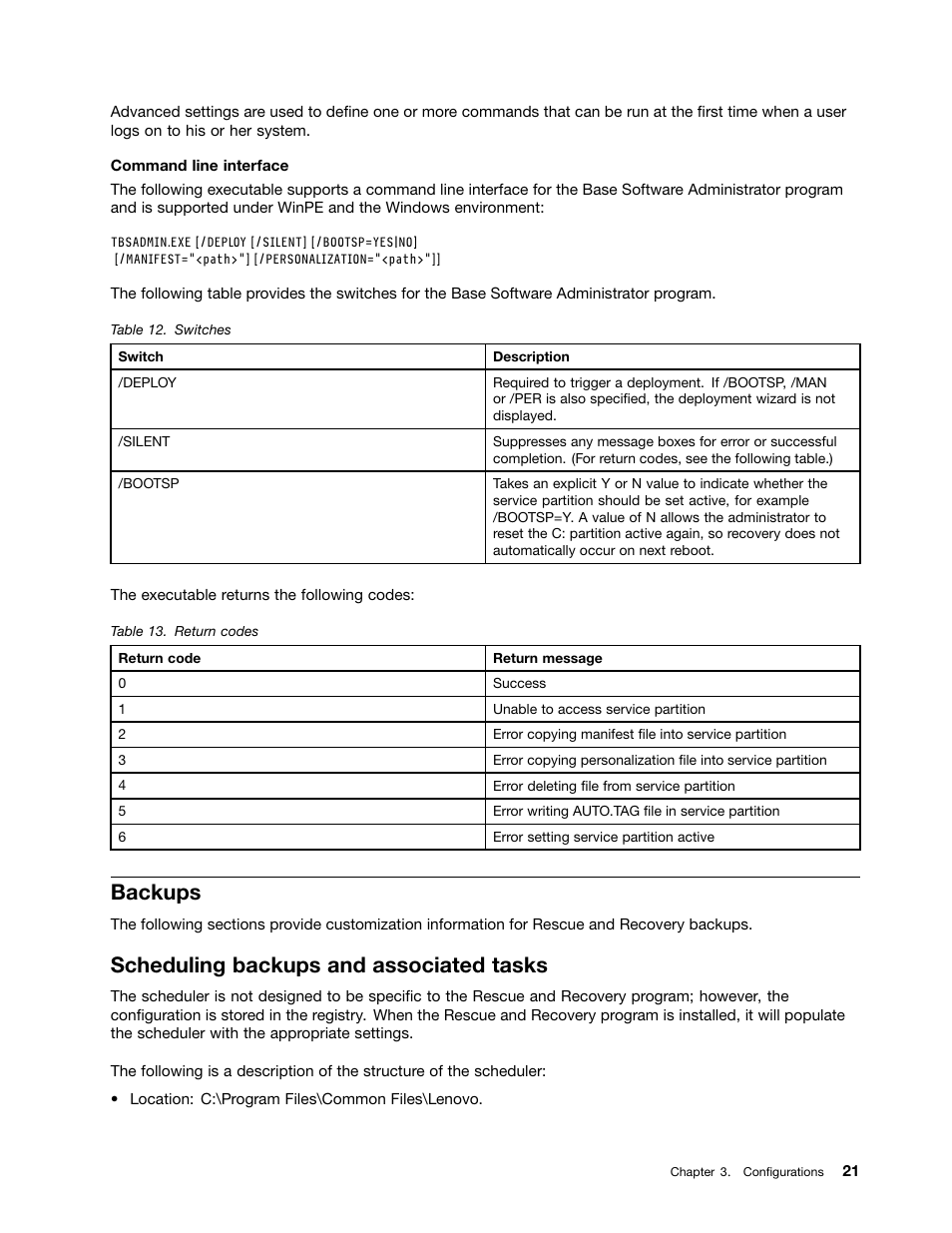 Backups, Scheduling backups and associated tasks | Lenovo ThinkPad Edge 15 User Manual | Page 29 / 172