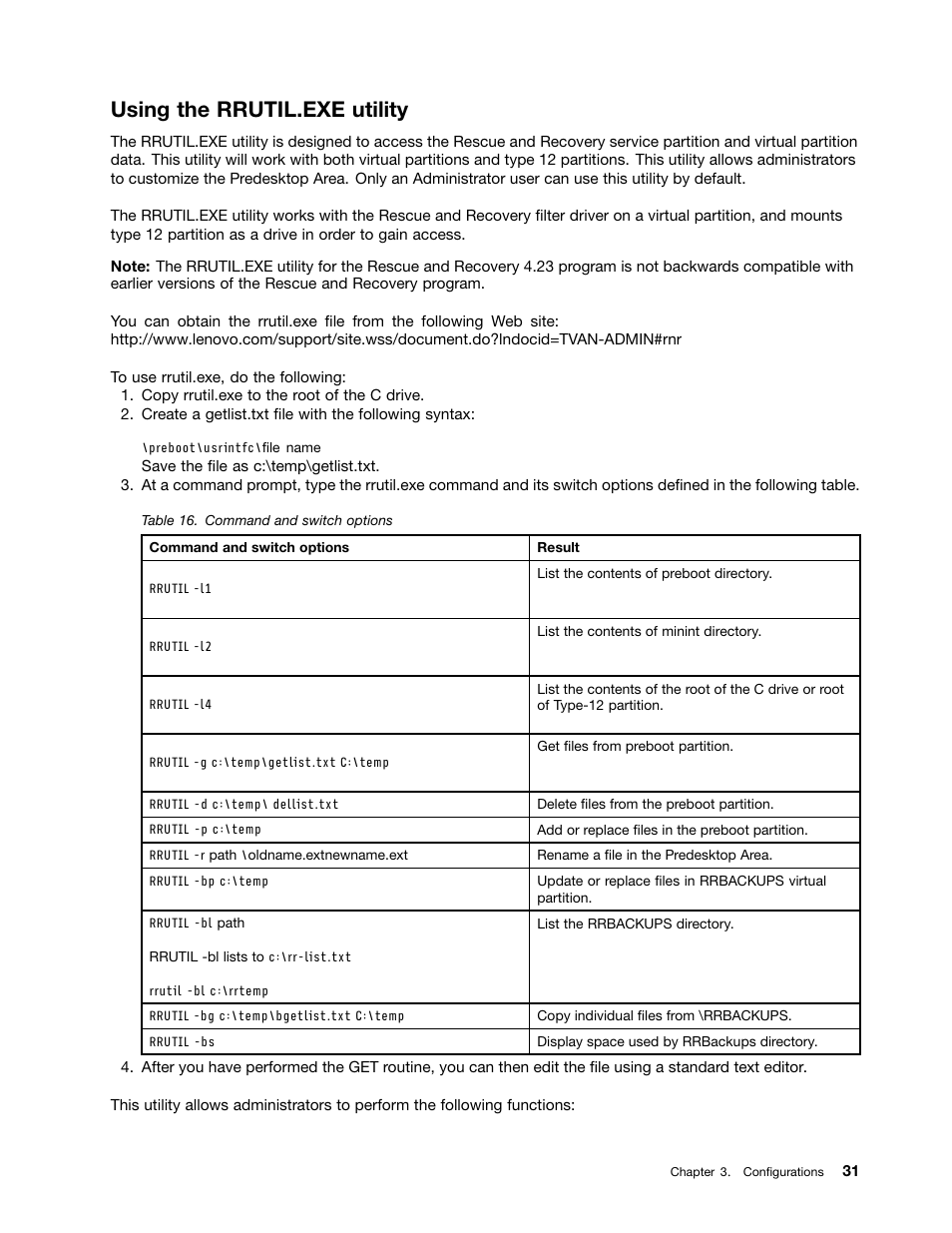 Using the rrutil.exe utility | Lenovo ThinkPad Edge 15 User Manual | Page 39 / 172