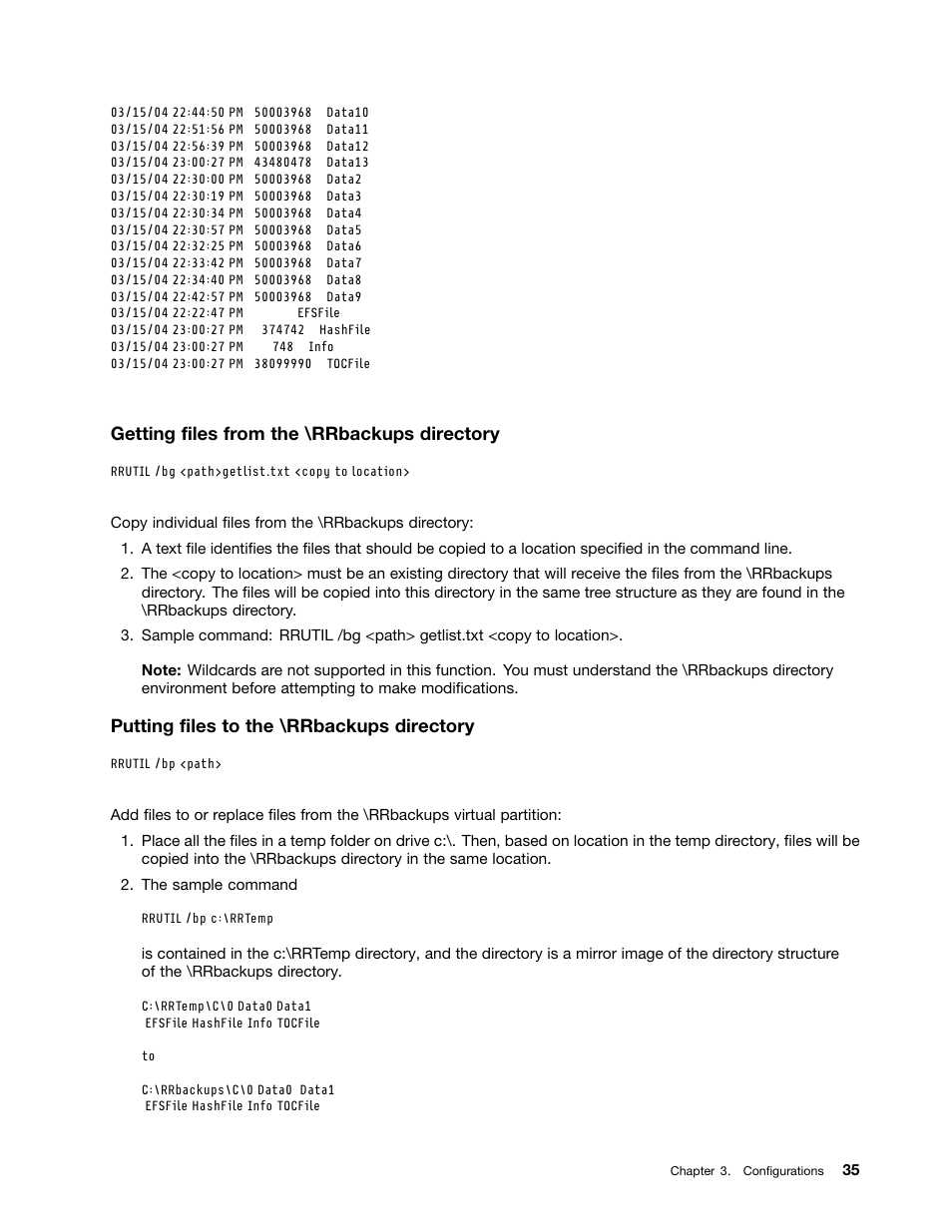 Getting files from the \rrbackups directory, Putting files to the \rrbackups directory | Lenovo ThinkPad Edge 15 User Manual | Page 43 / 172