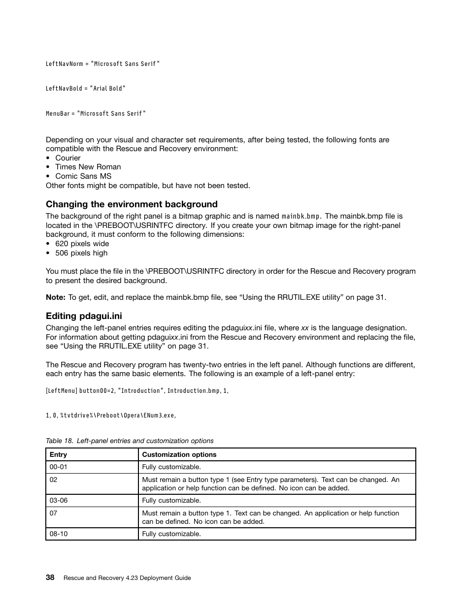 Changing the environment background, Editing pdagui.ini | Lenovo ThinkPad Edge 15 User Manual | Page 46 / 172