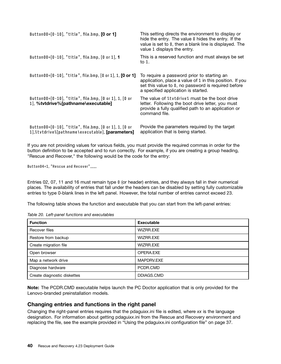 Changing entries and functions in the right panel | Lenovo ThinkPad Edge 15 User Manual | Page 48 / 172