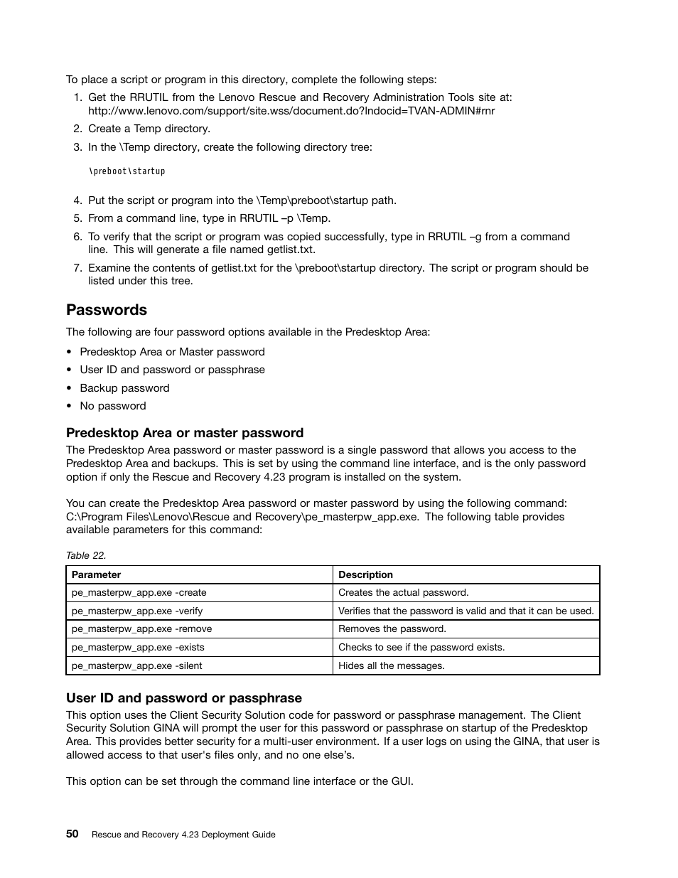 Passwords, Predesktop area or master password, User id and password or passphrase | Lenovo ThinkPad Edge 15 User Manual | Page 58 / 172