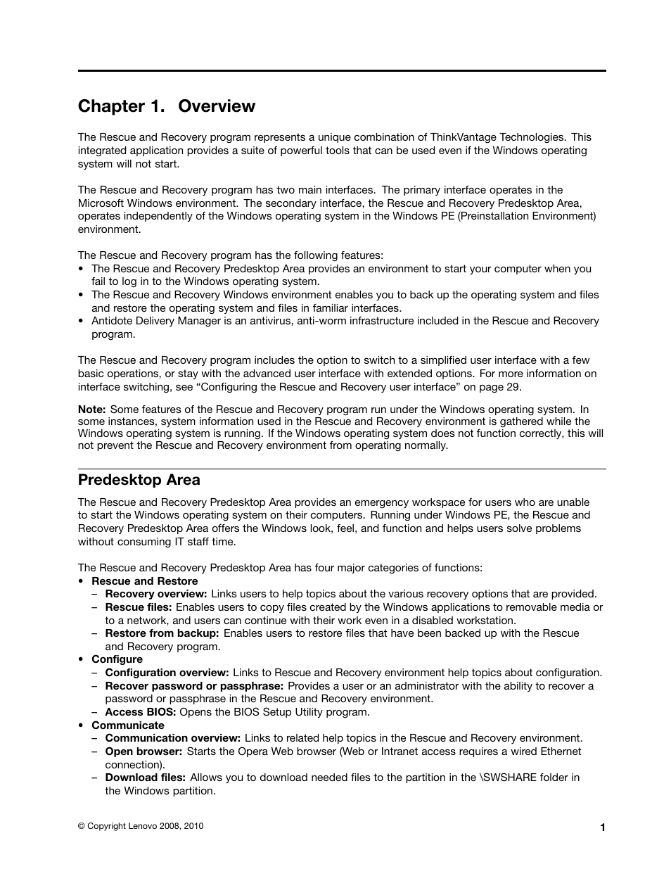 Chapter 1. overview, Predesktop area | Lenovo ThinkPad Edge 15 User Manual | Page 9 / 172