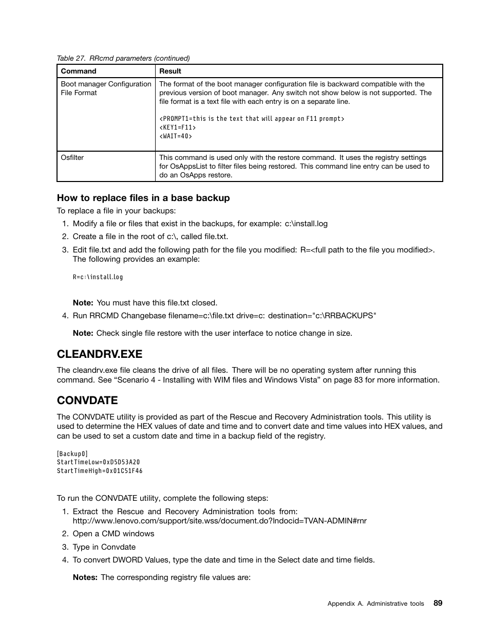 Cleandrv.exe, Convdate | Lenovo ThinkPad Edge 15 User Manual | Page 97 / 172