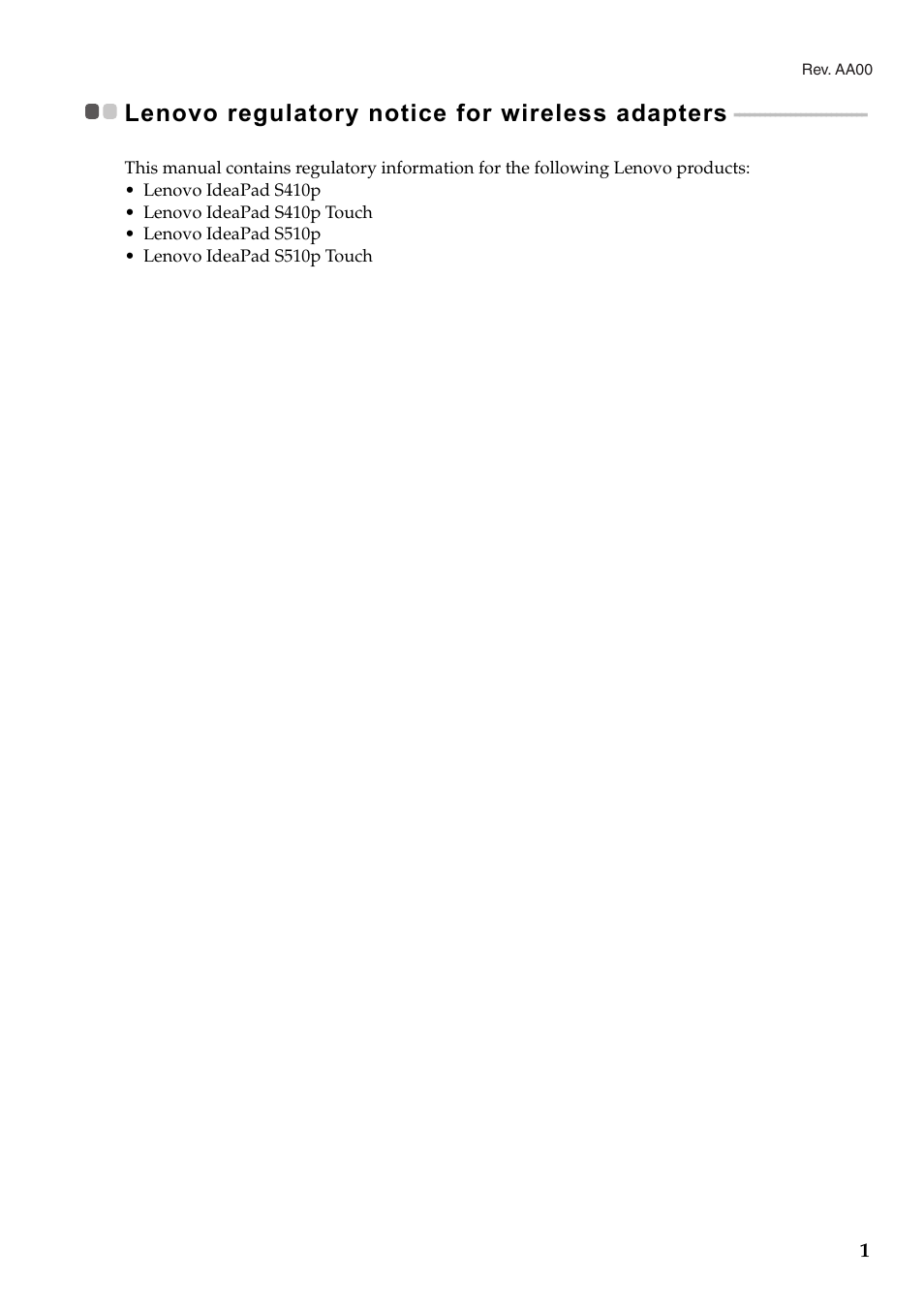 Lenovo IdeaPad S510p Touch Notebook User Manual | 13 pages