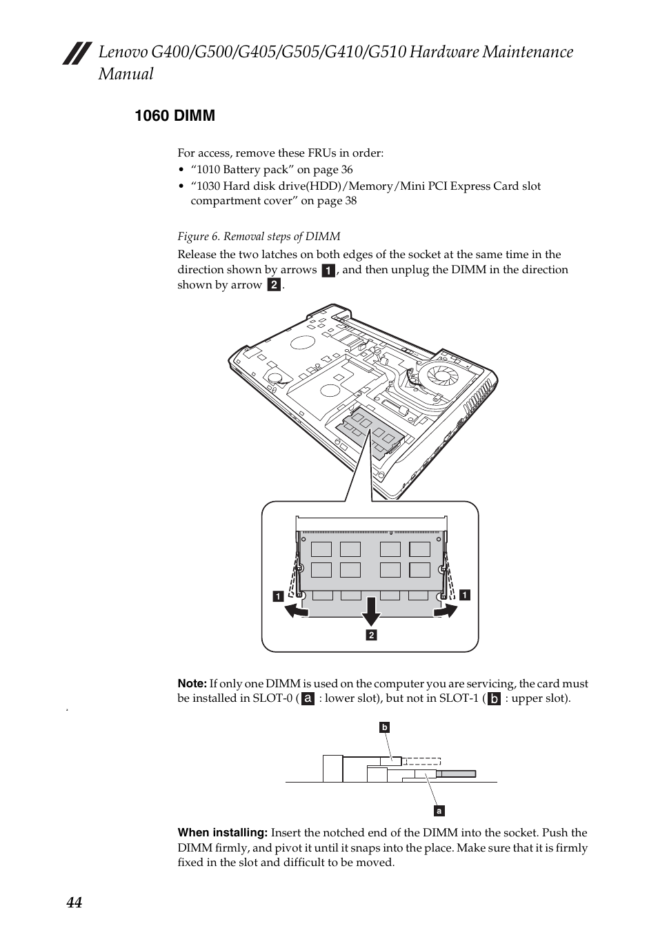 1060 dimm | Lenovo G505 Notebook User Manual | Page 48 / 108