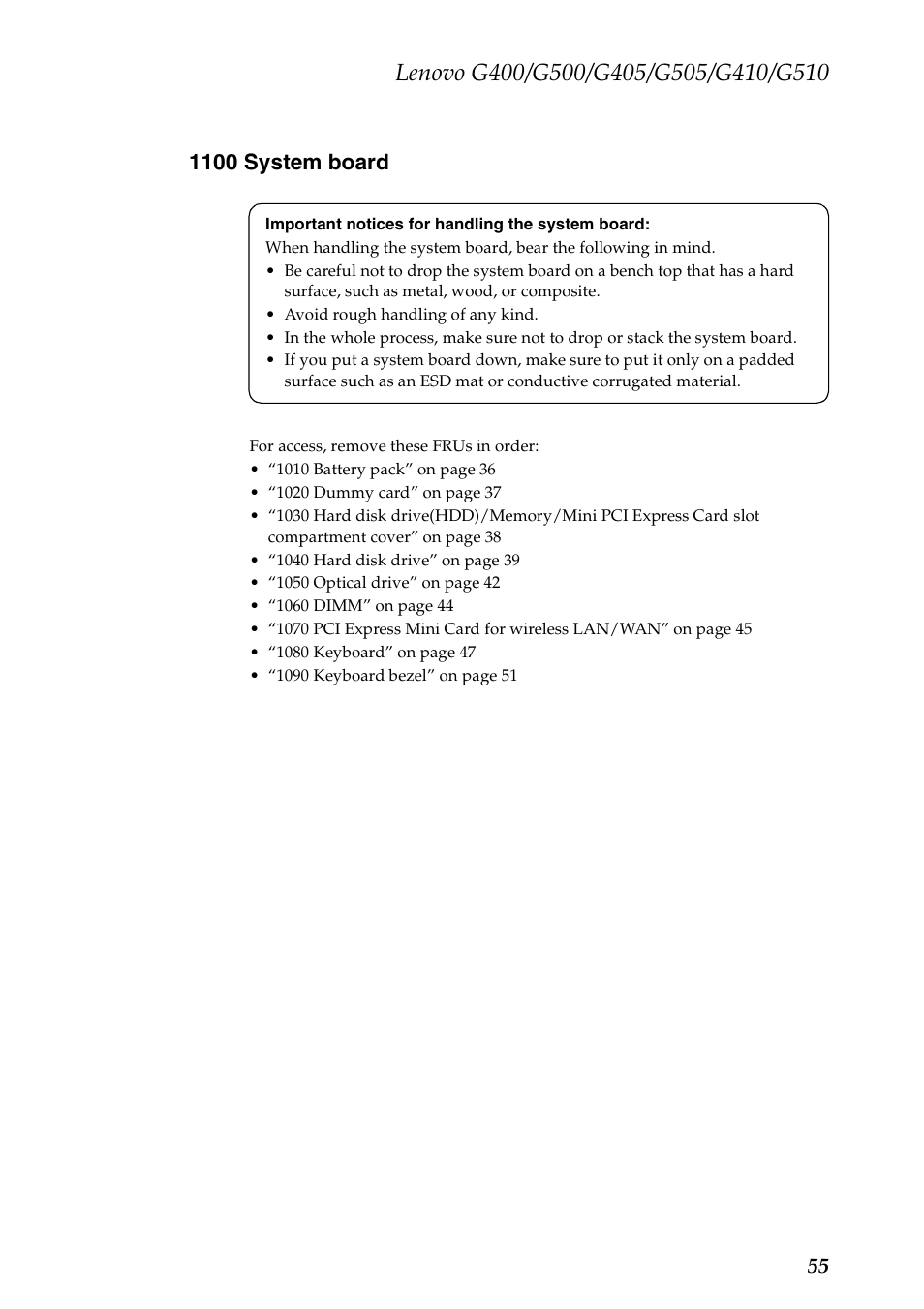 1100 system board | Lenovo G505 Notebook User Manual | Page 59 / 108