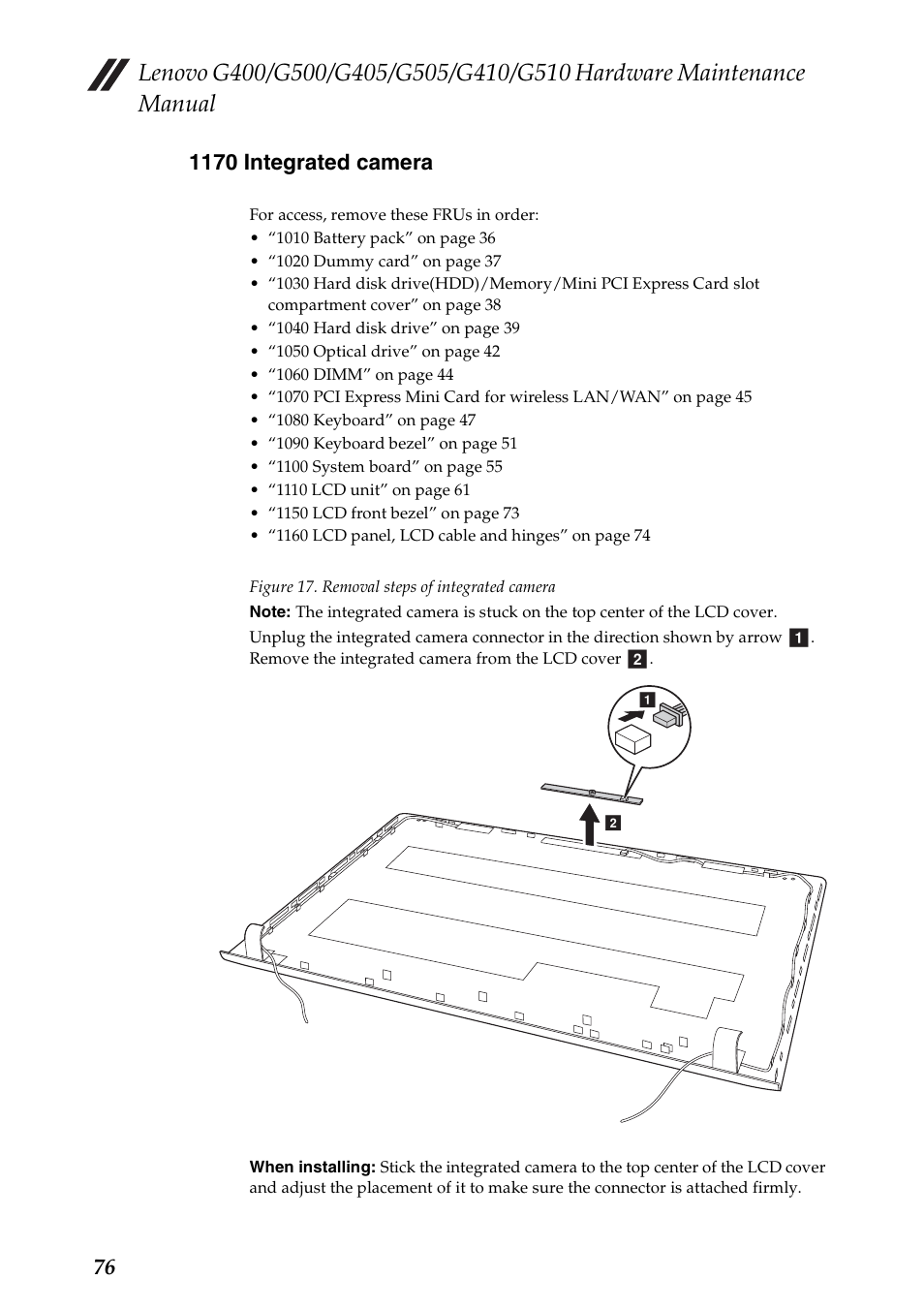 1170 integrated camera | Lenovo G505 Notebook User Manual | Page 80 / 108