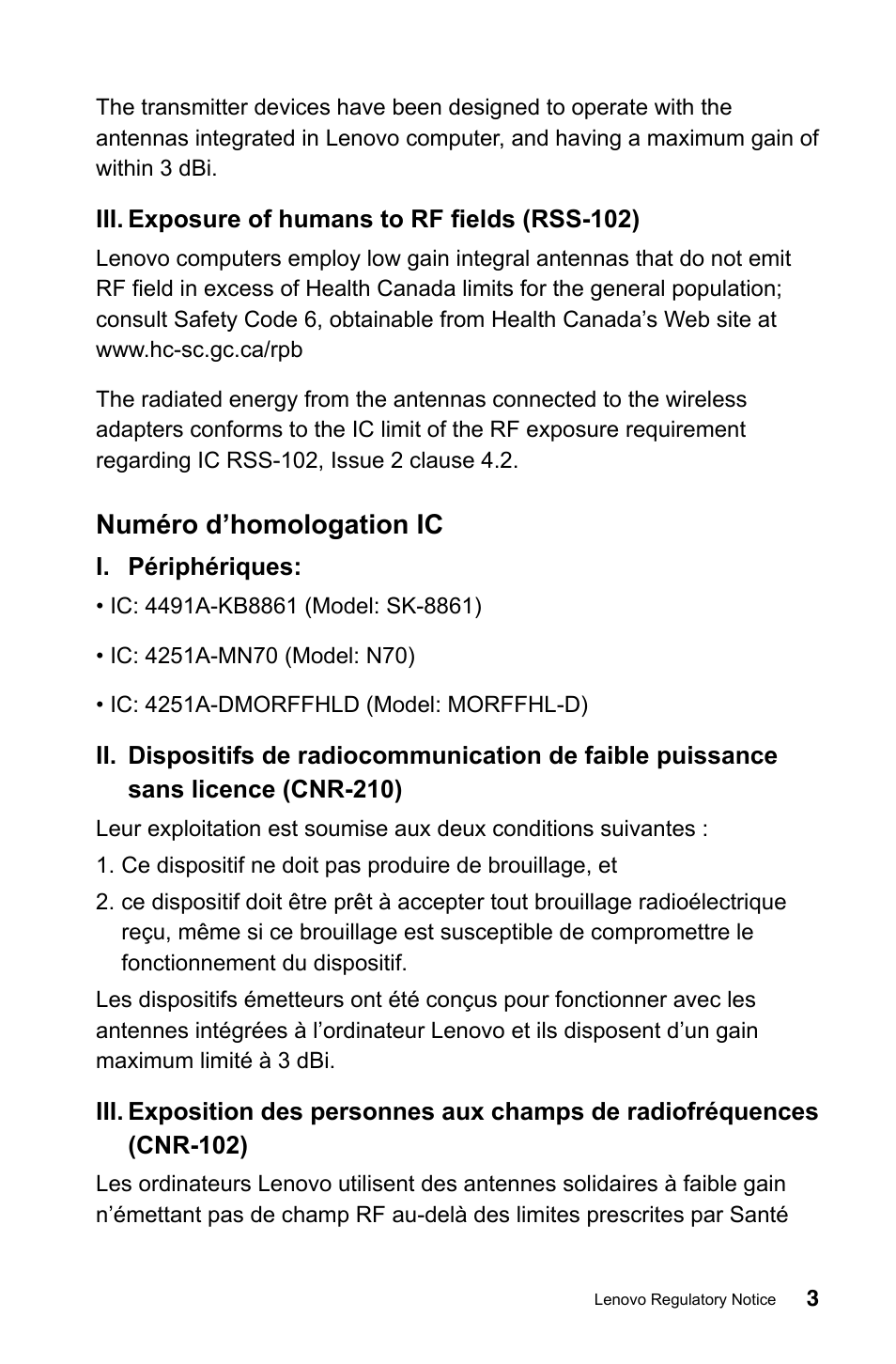 Numéro d’homologation ic | Lenovo IdeaCentre B540 User Manual | Page 4 / 24