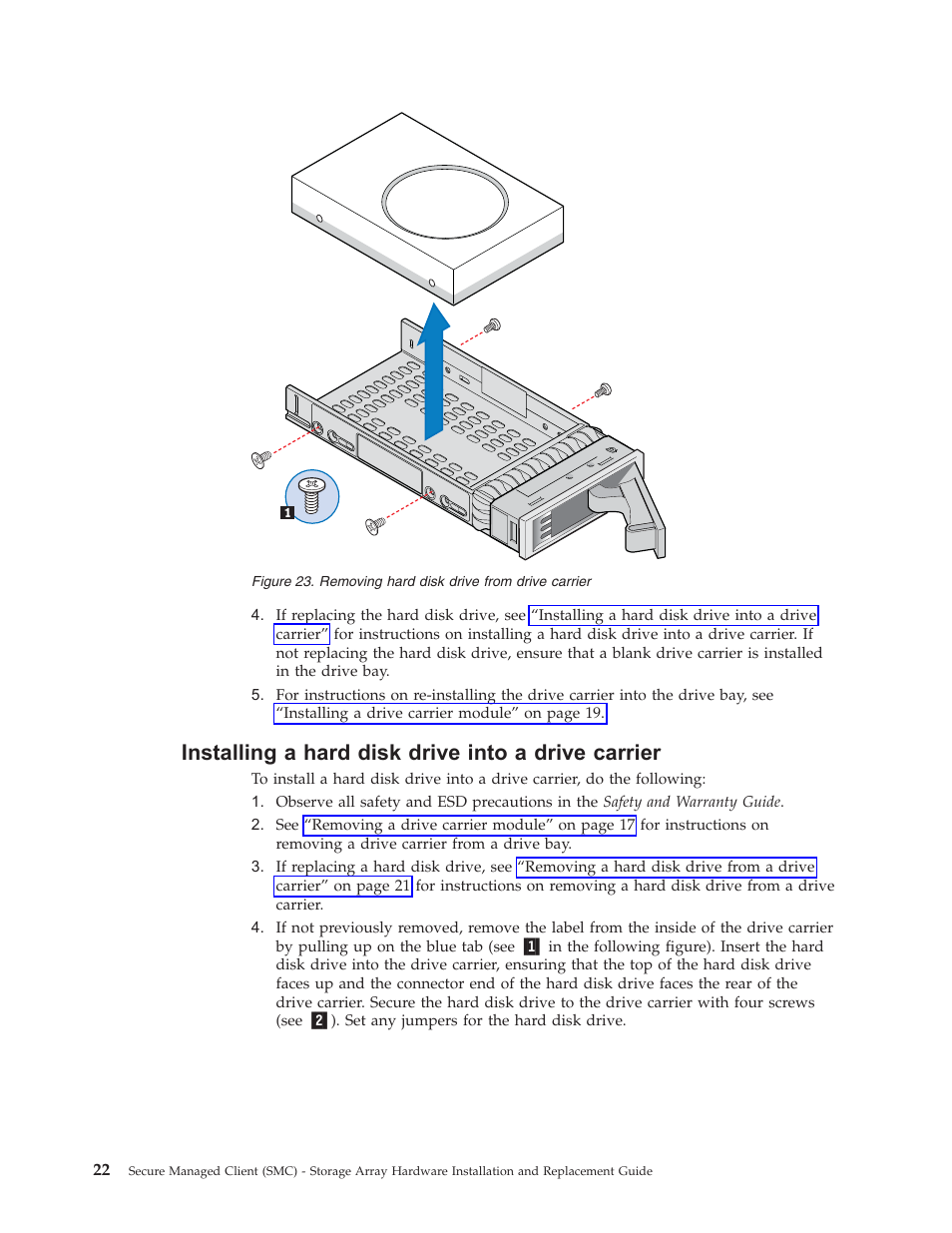 Installing a hard disk drive into a drive carrier, Installing, Hard | Disk, Drive, Into, Carrier, Removing, From | Lenovo Secure Managed Client User Manual | Page 30 / 52