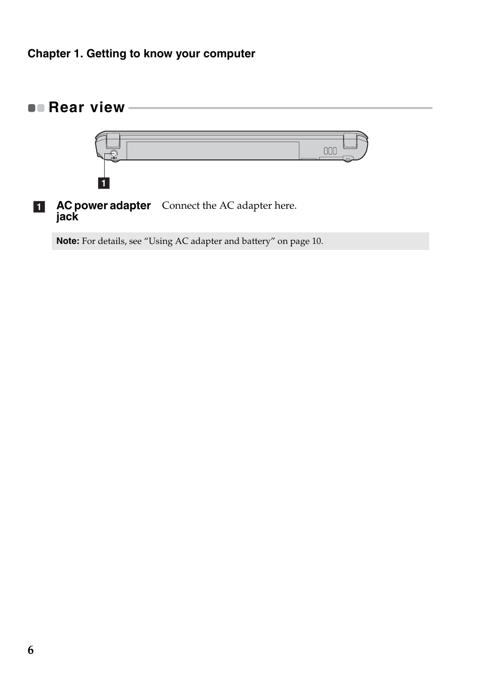 Rear view | Lenovo G360 Notebook User Manual | Page 10 / 52