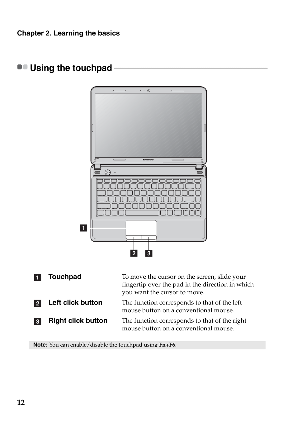 Using the touchpad | Lenovo G360 Notebook User Manual | Page 16 / 52