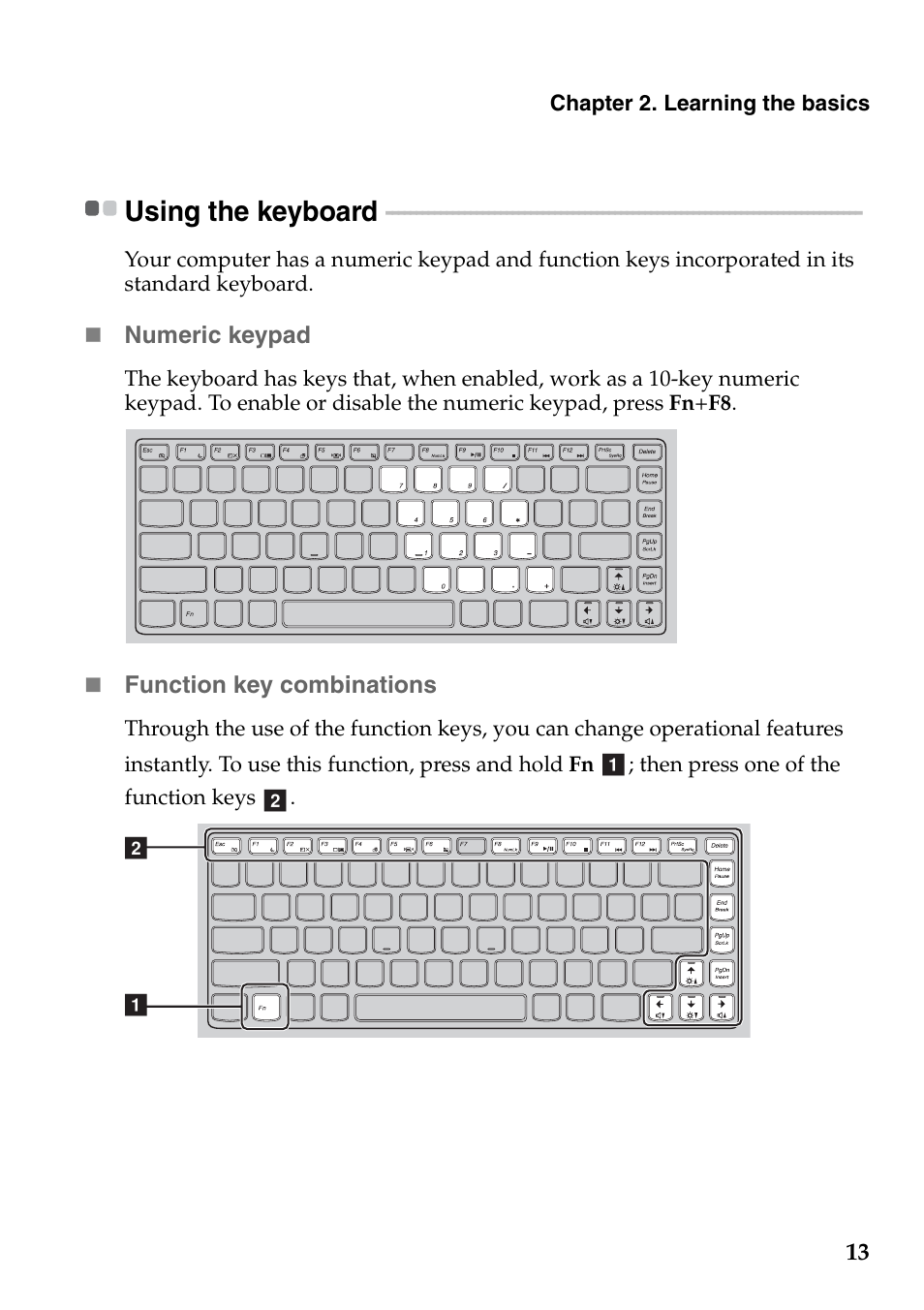 Using the keyboard | Lenovo G360 Notebook User Manual | Page 17 / 52