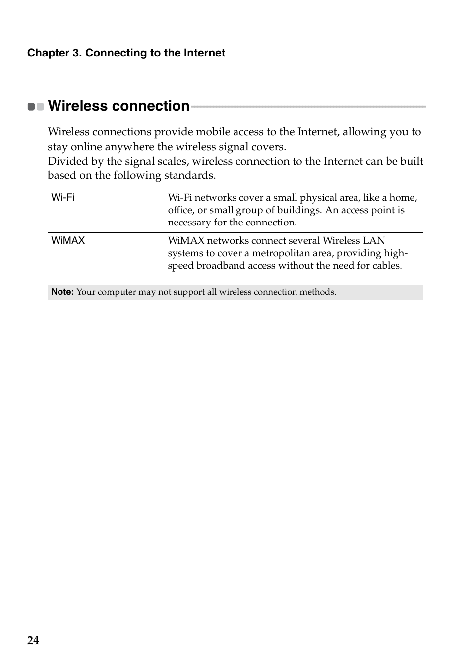 Wireless connection | Lenovo G360 Notebook User Manual | Page 28 / 52