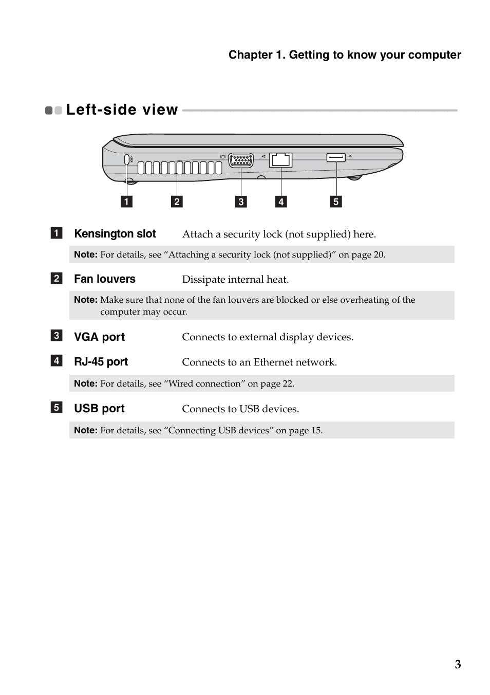 Left-side view | Lenovo G360 Notebook User Manual | Page 7 / 52