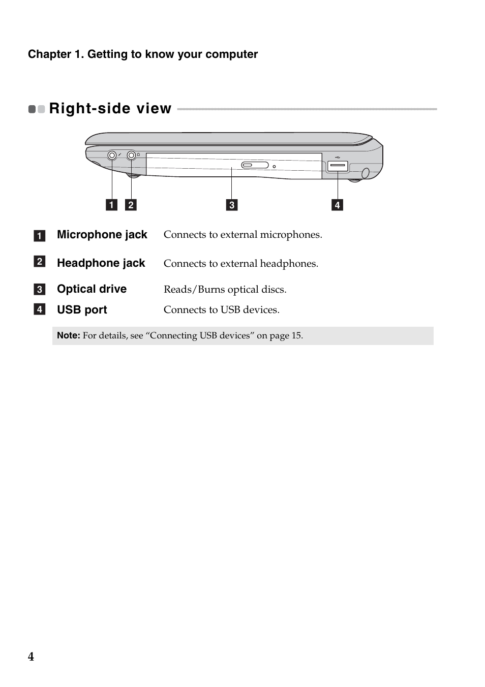 Right-side view | Lenovo G360 Notebook User Manual | Page 8 / 52