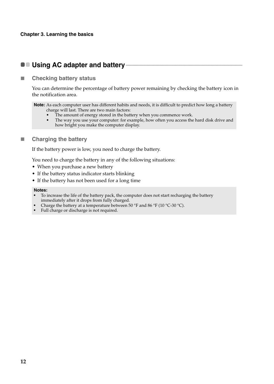 Using ac adapter and battery | Lenovo IdeaPad U400 User Manual | Page 16 / 31