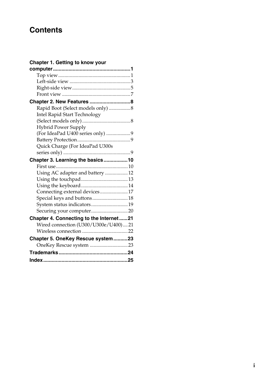 Lenovo IdeaPad U400 User Manual | Page 3 / 31