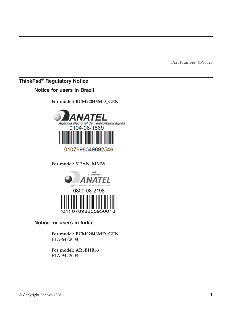 Lenovo ThinkPad SL500 User Manual | 5 pages