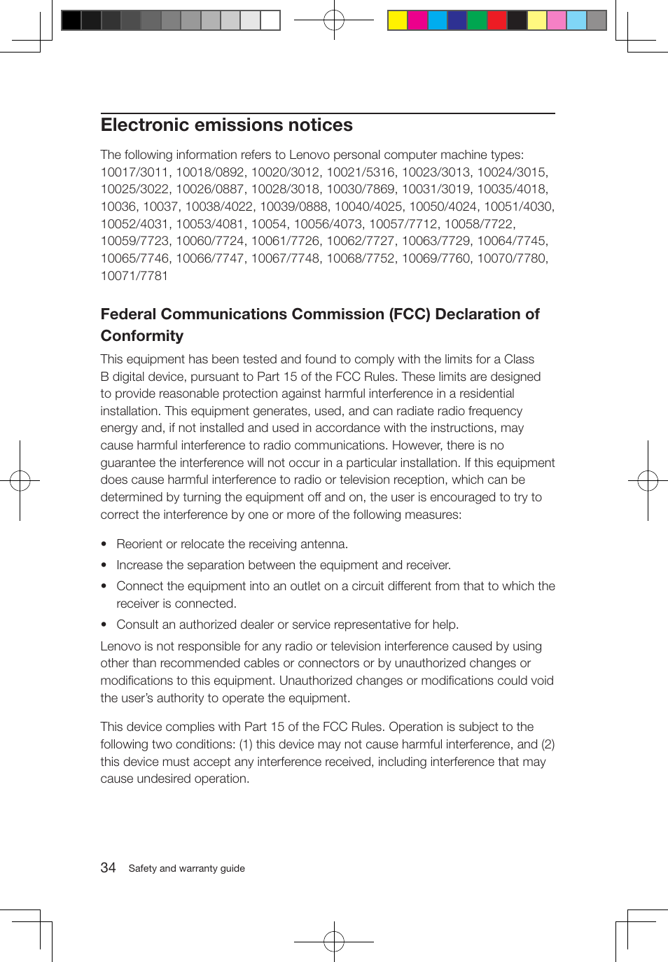 Electronic emissions notices | Lenovo 3000 Q100 Desktop User Manual | Page 39 / 47