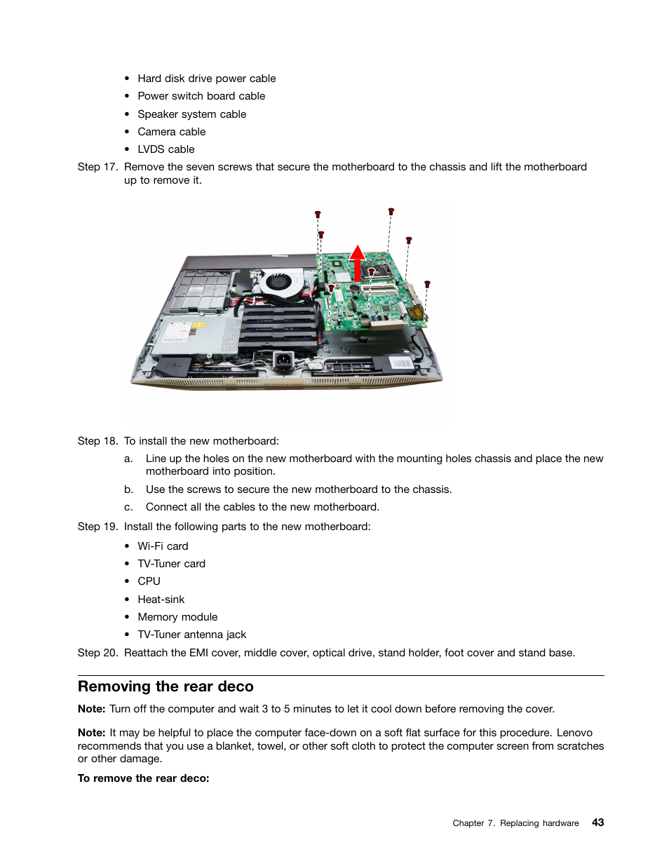 Removing the rear deco | Lenovo B50-30 All-in-One User Manual | Page 49 / 63